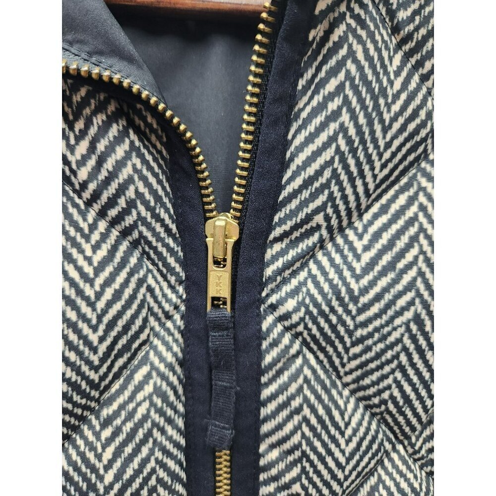 J.Crew Womens Quilted Puffer Vest  60% Down Black & White Herringbone Pattern S - Picture 7 of 9
